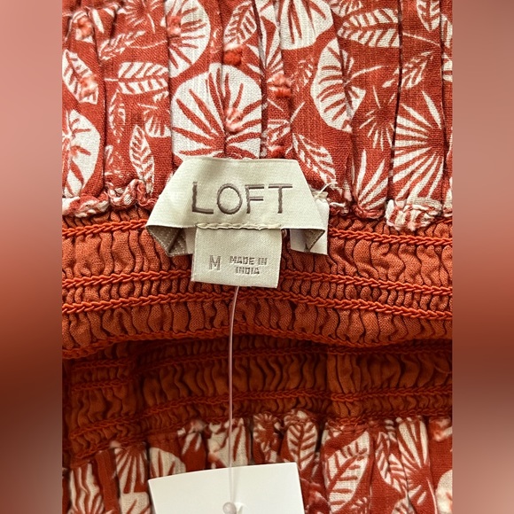 NWT LOFT Ladies Terracotta Rusty Orange Leafy Floral Tiered Mini Skirt 🍁🤠 - Picture 3 of 8